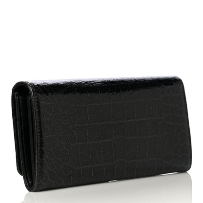 Miu Miu Patent Embossed Crocodile Continental Wallet Black 3 of 10