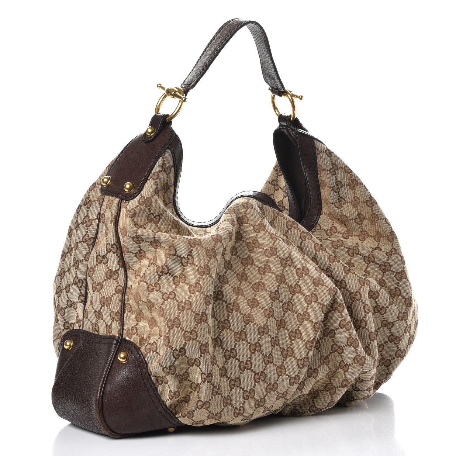 Gucci Monogram Large Jockey Hobo Dark Brown 3 of 10