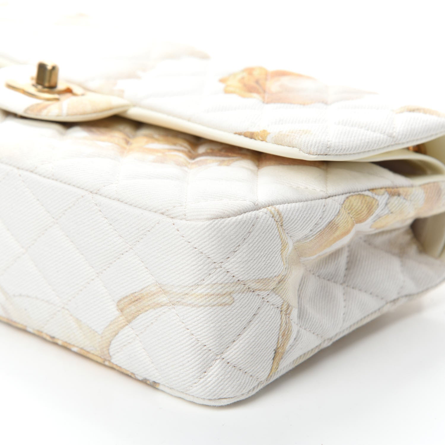 Chanel Denim Floral Printed Medium Double Flap Beige 7 of 12