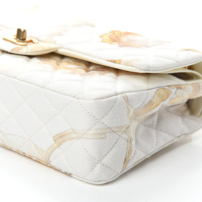 Chanel Denim Floral Printed Medium Double Flap Beige 7 of 12