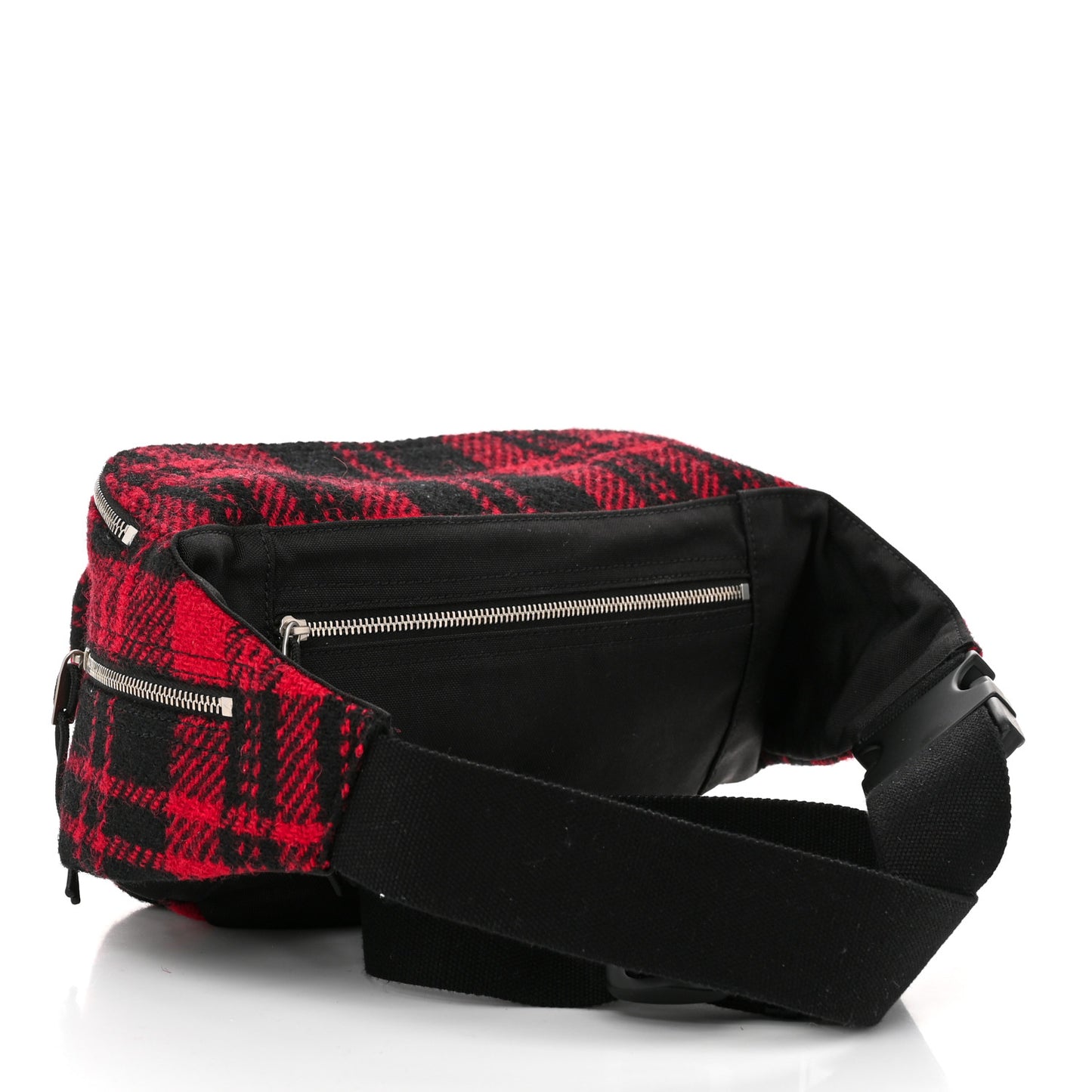 Wool Tartan Body Belt Bag Red Black
