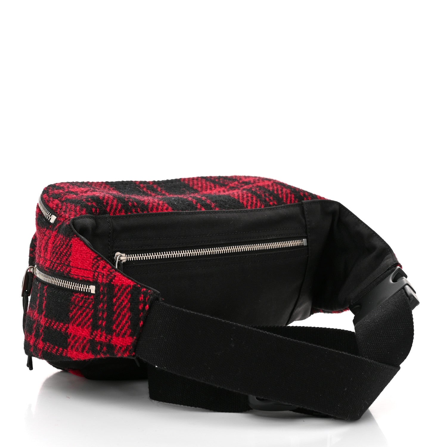 Saint Laurent Wool Tartan Body Belt Bag Red Black 3 of 11
