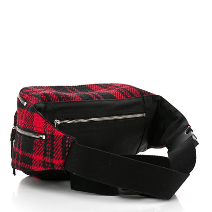 Saint Laurent Wool Tartan Body Belt Bag Red Black 3 of 11