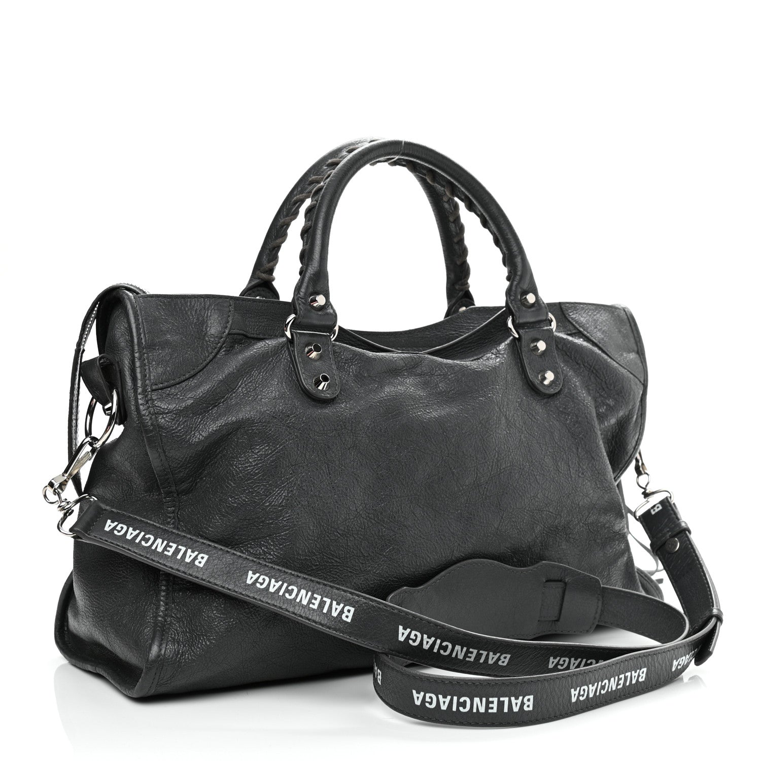 Balenciaga Agneau Classic Silver Hardware S City Logo Strap Gris Fossile White 2 of 10