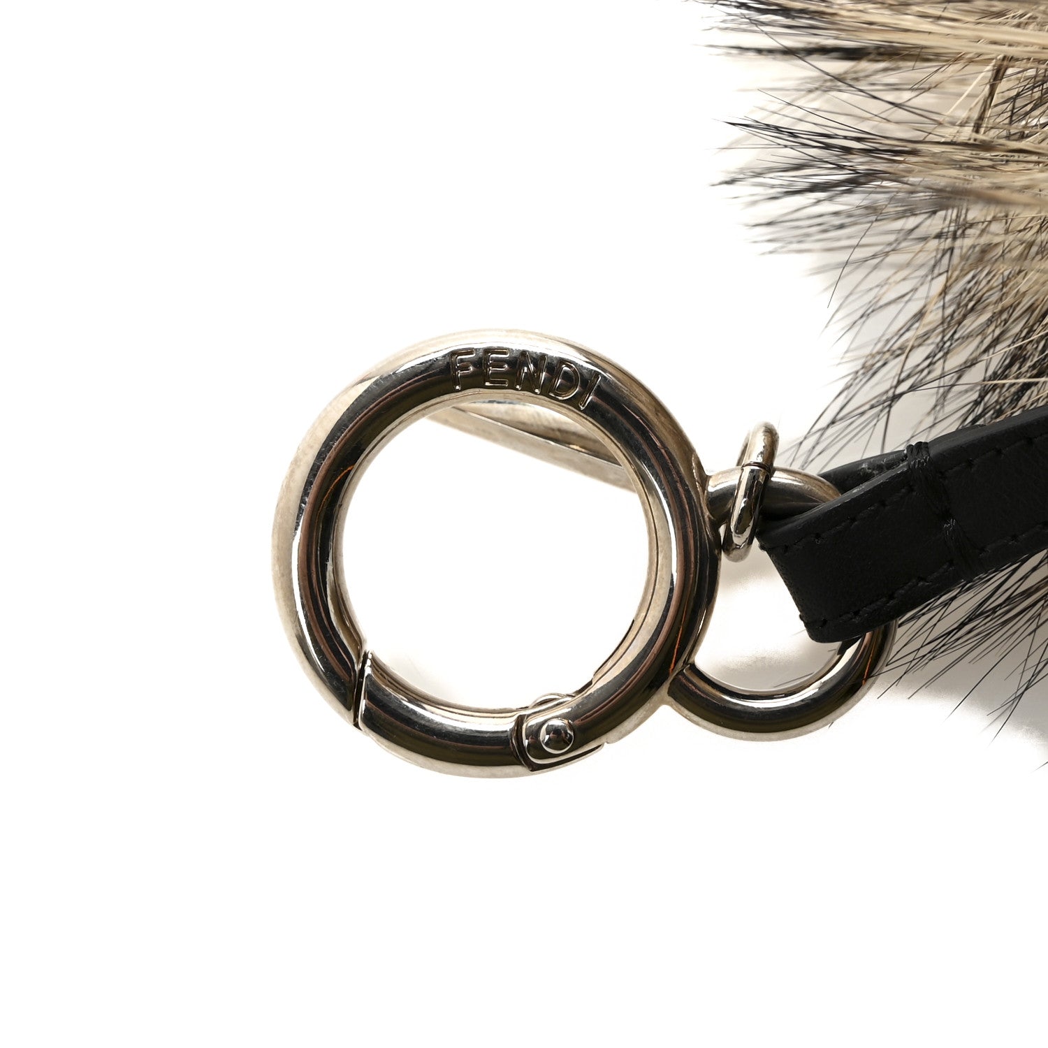 Fendi Vitello Flamingo Fox Fur Flurry Monster Bag Bug Cube Charm White 3 of 3