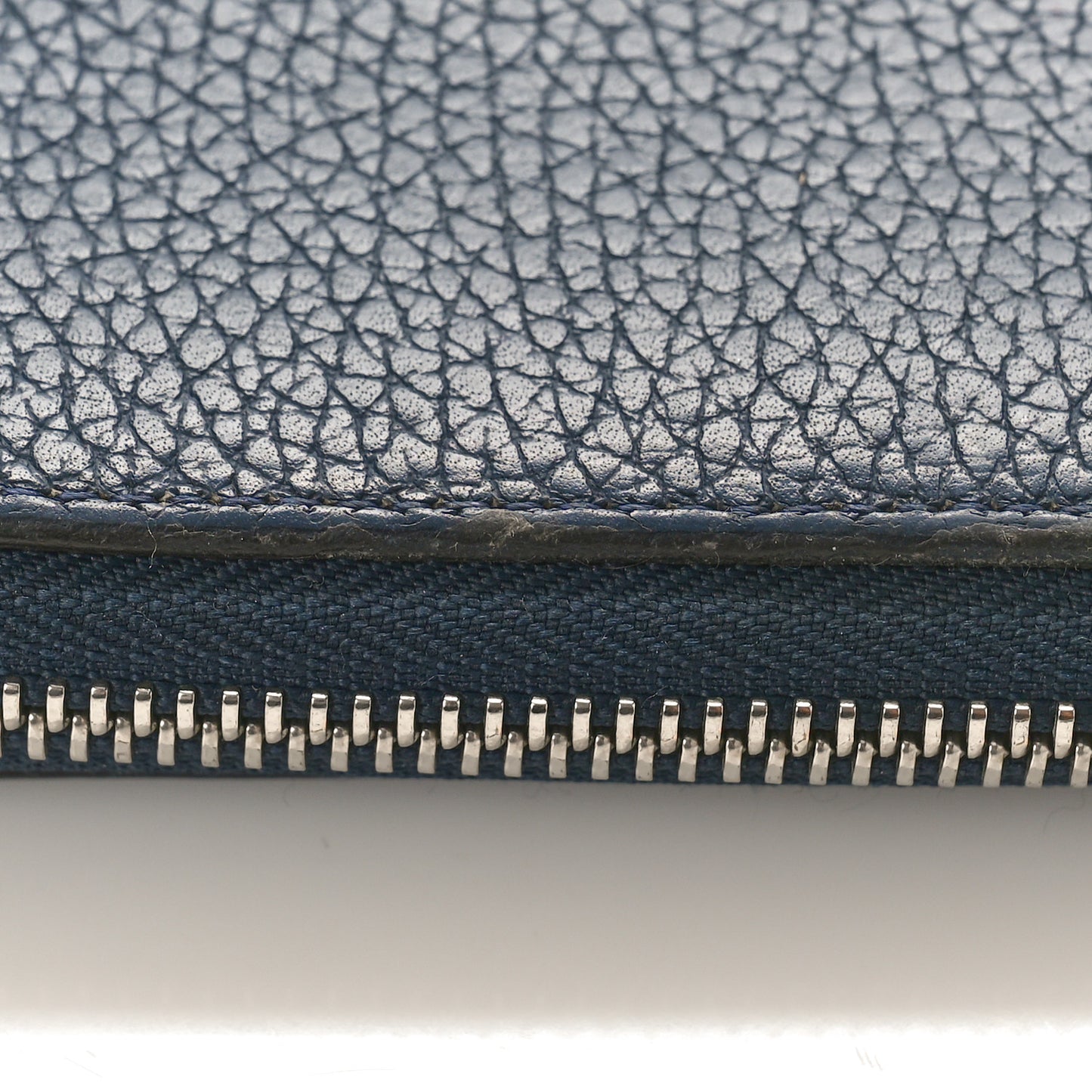Taurillon Vertical Zippy Wallet Navy