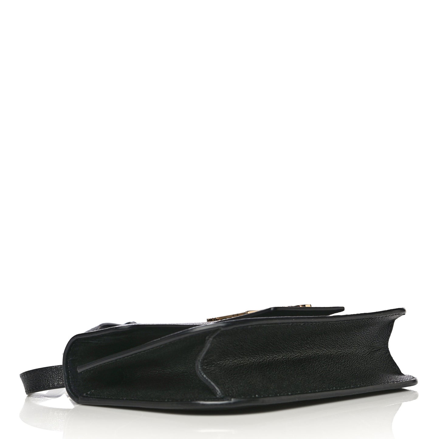 Grained Calfskin Small Insignia Flap Black