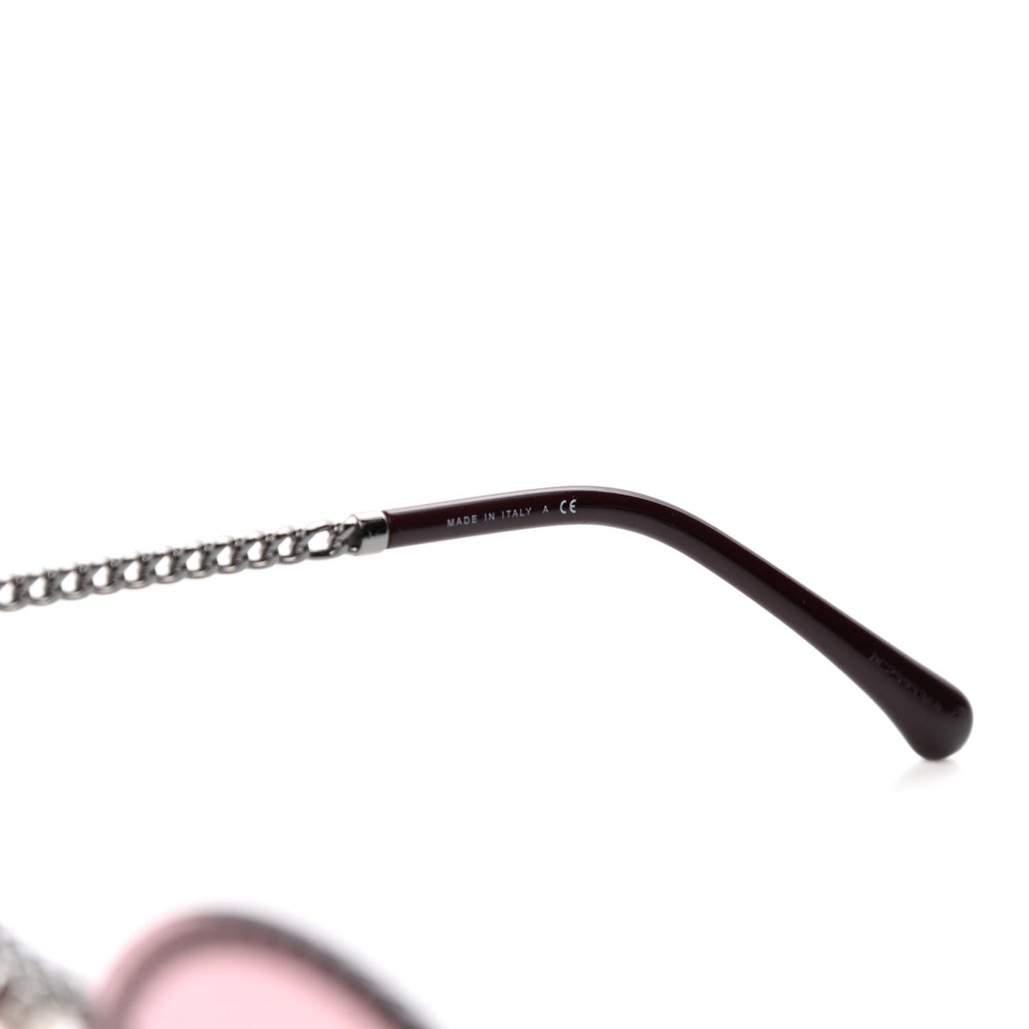 Round Removable Triple Hanging Chain Sunglasses 4245 Pink Silver