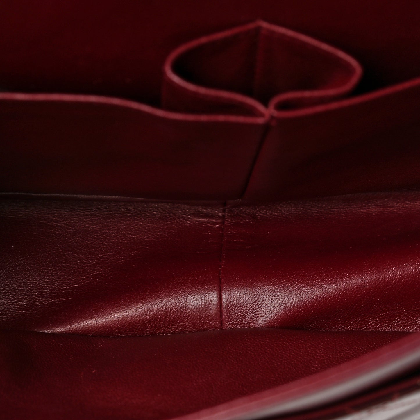 Striated Patent Quilted Jumbo Double Flap Burgundy