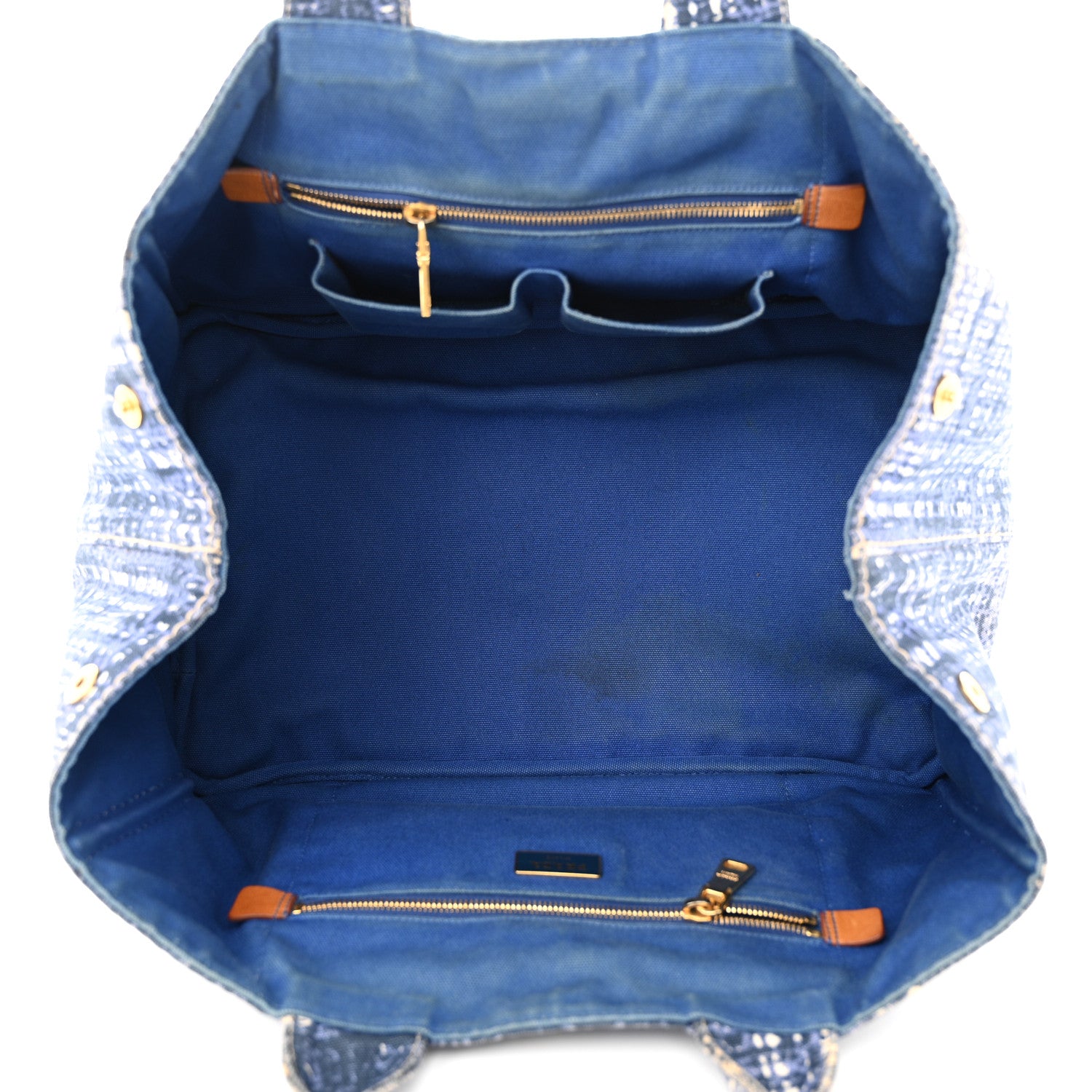 Prada Canapa Tote Blue White 5 of 17
