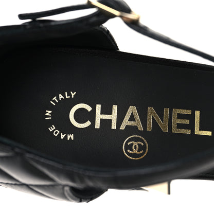 Chanel Lambskin Quilted Cap Toe Mary Jane Pumps 37.5 Black 9 of 10