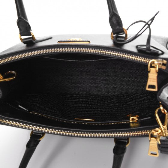 Saffiano Small Galleria Double Zip Tote Black