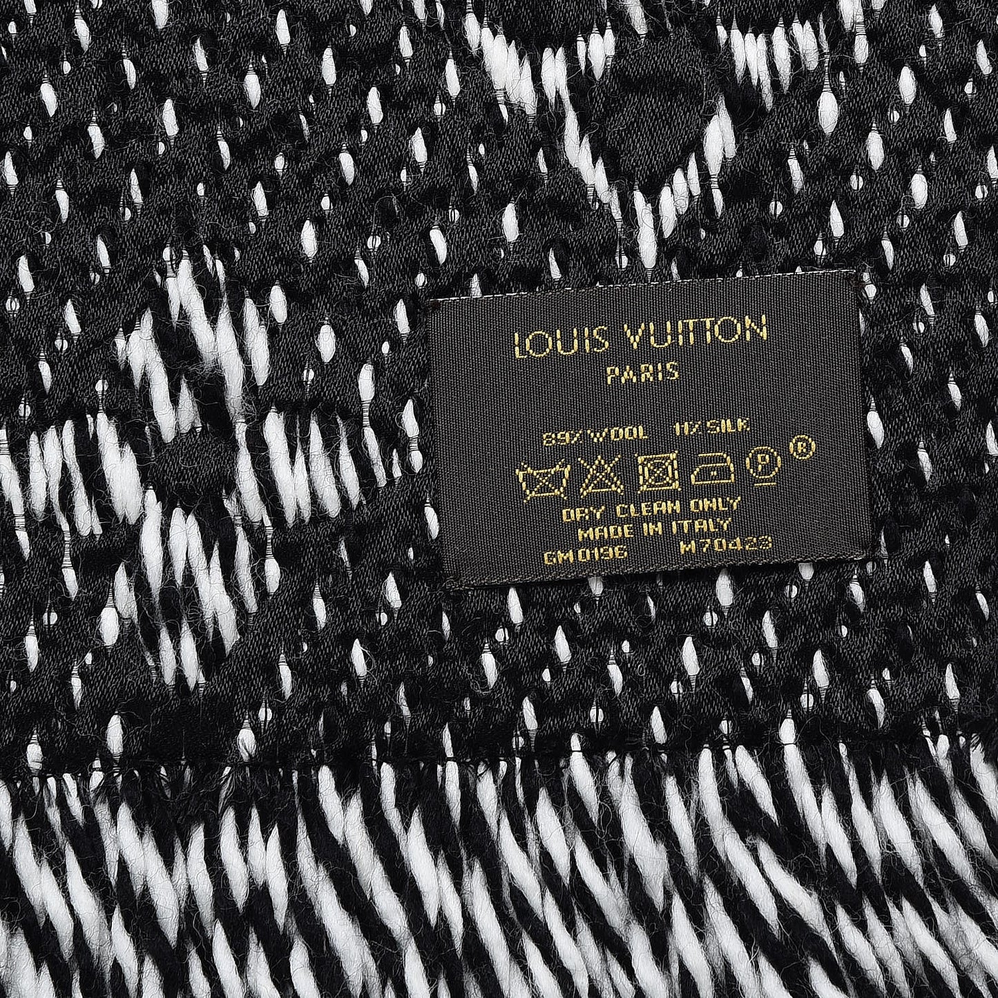 Wool Silk Logomania Mix Scarf Black