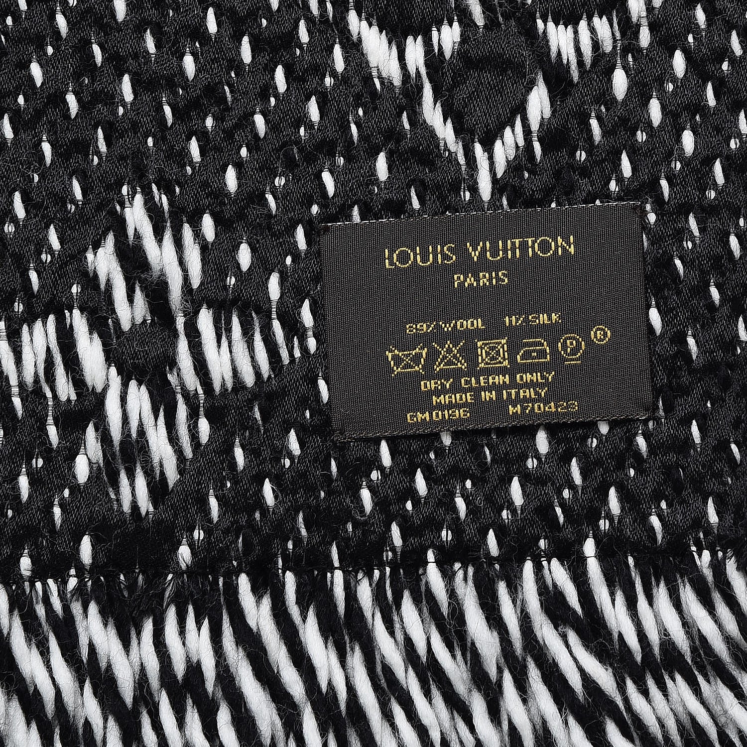 Louis Vuitton Wool Silk Logomania Mix Scarf Black 4 of 4