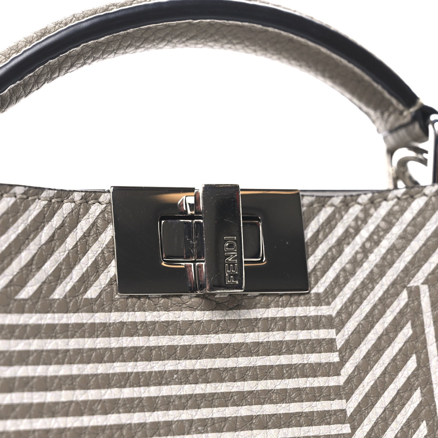 Fendi Cuoio Romano Striped Macro FF Bicolor Mini Peekaboo I SEE U Satchel Ghianda 6 of 9