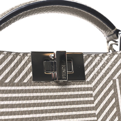 Fendi Cuoio Romano Striped Macro FF Bicolor Mini Peekaboo I SEE U Satchel Ghianda 6 of 9