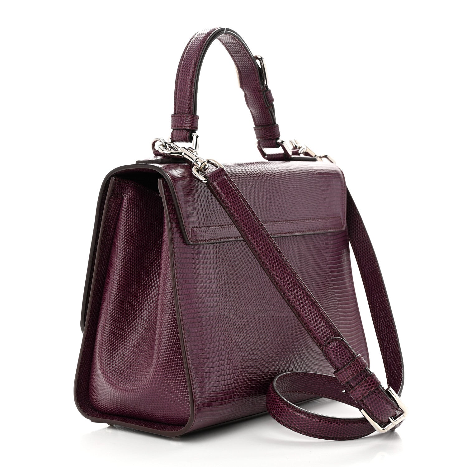 Dolce & Gabbana Lizard Calfskin Embossed Medium Monica Top Handle Bag Purple 3 of 10