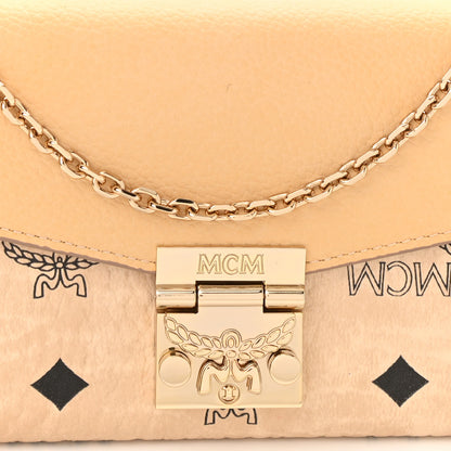 MCM Visetos Calfskin Large Patricia Wallet On Chain Beige 7 of 9