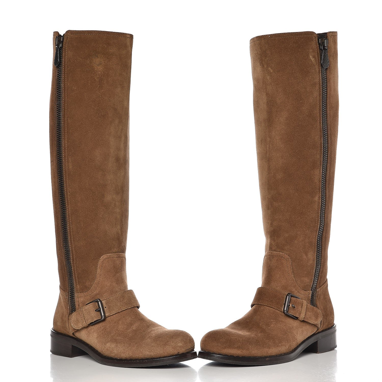 Bottega Veneta Suede Zip Knee High Boots 38 Natural 5 of 22