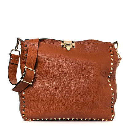 Valentino Garavani Pebbled Calfskin Large Rockstud Flip-Lock Messenger Bag Light Cuir 1 of 10