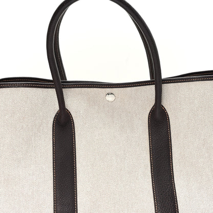 Hermes Buffle Skipper Toile Garden Party 36 MM Tote Marron Fonce 7 of 9