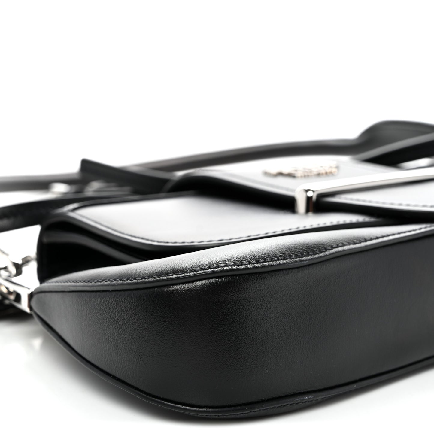 City Calfskin Saffiano Sidonie Shoulder Bag Black