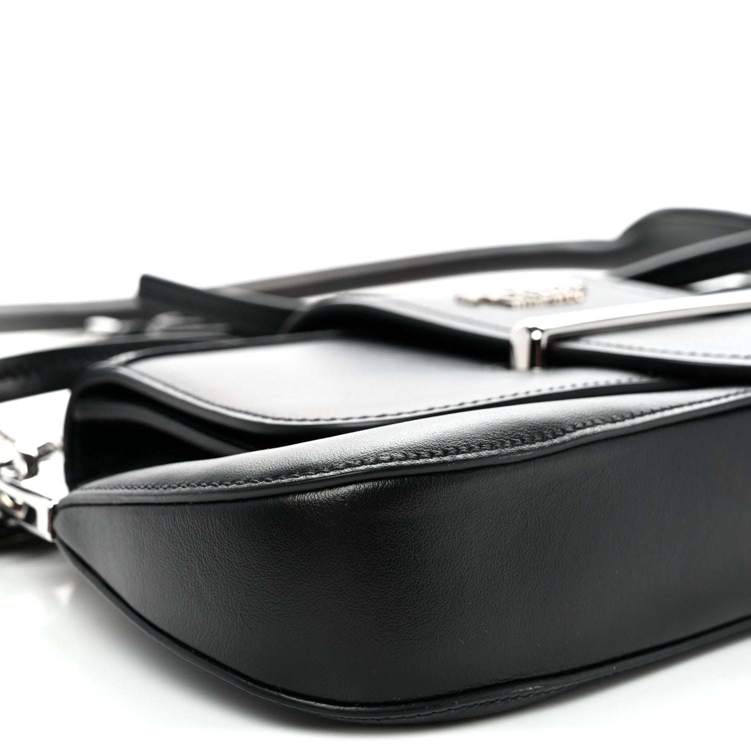 Prada City Calfskin Saffiano Sidonie Shoulder Bag Black 9 of 10