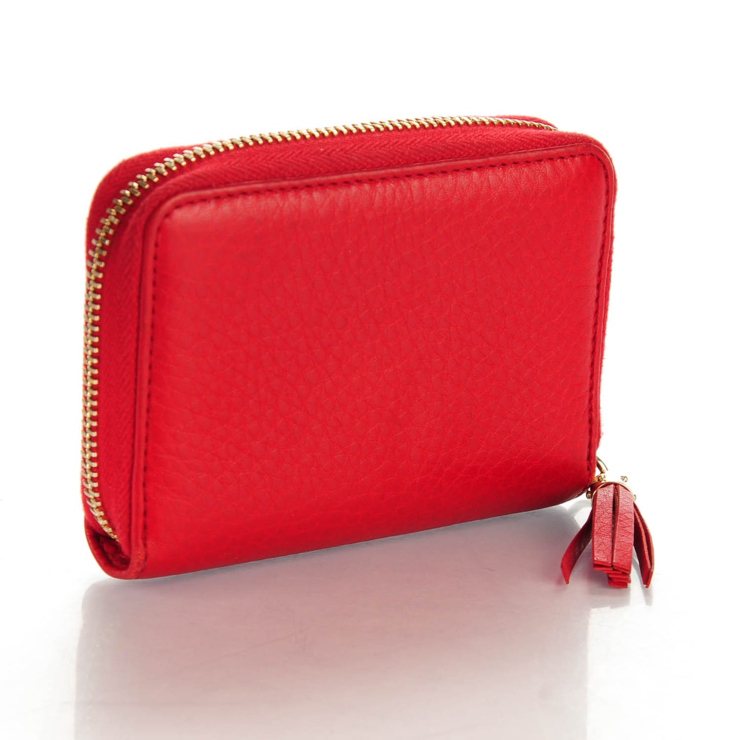 Pebbled Calfskin Soho Compact Disco Zip Around Wallet Tabasco Red