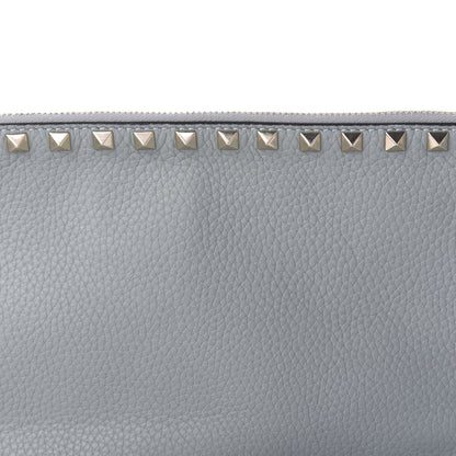 Valentino Garavani Pebbled Calfskin Large Rockstud Zip Pouch Nube 9 of 10
