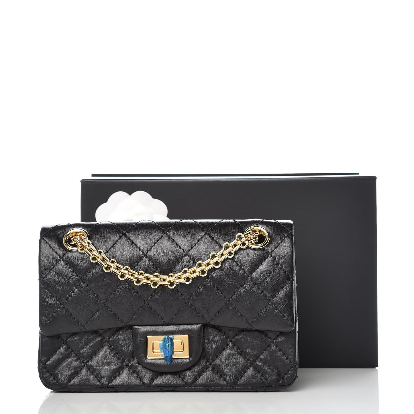 Aged Calfskin Quilted 2.55 Reissue Mini Flap Black