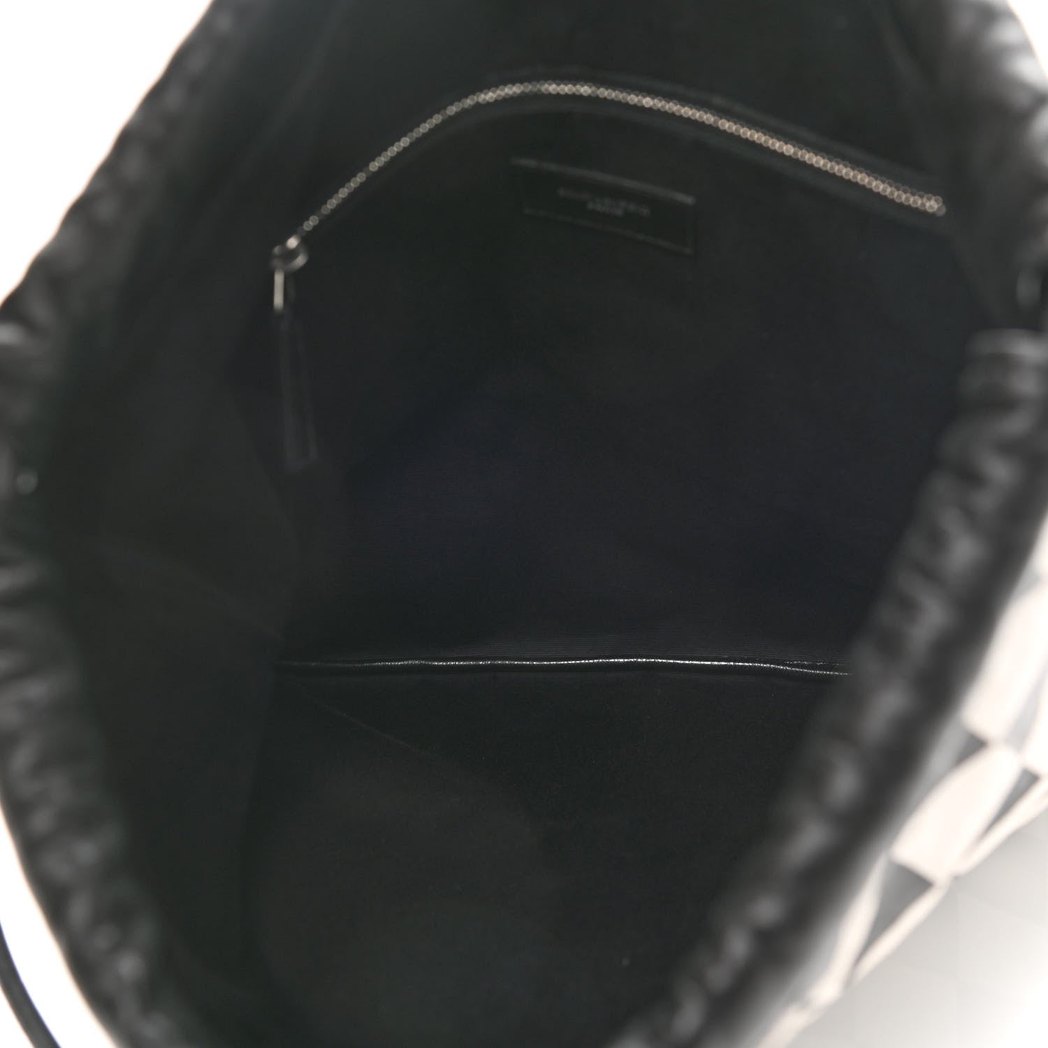 Saint Laurent Linen Lambskin Checkered Teddy Drawstring Bag Black White 5 of 10