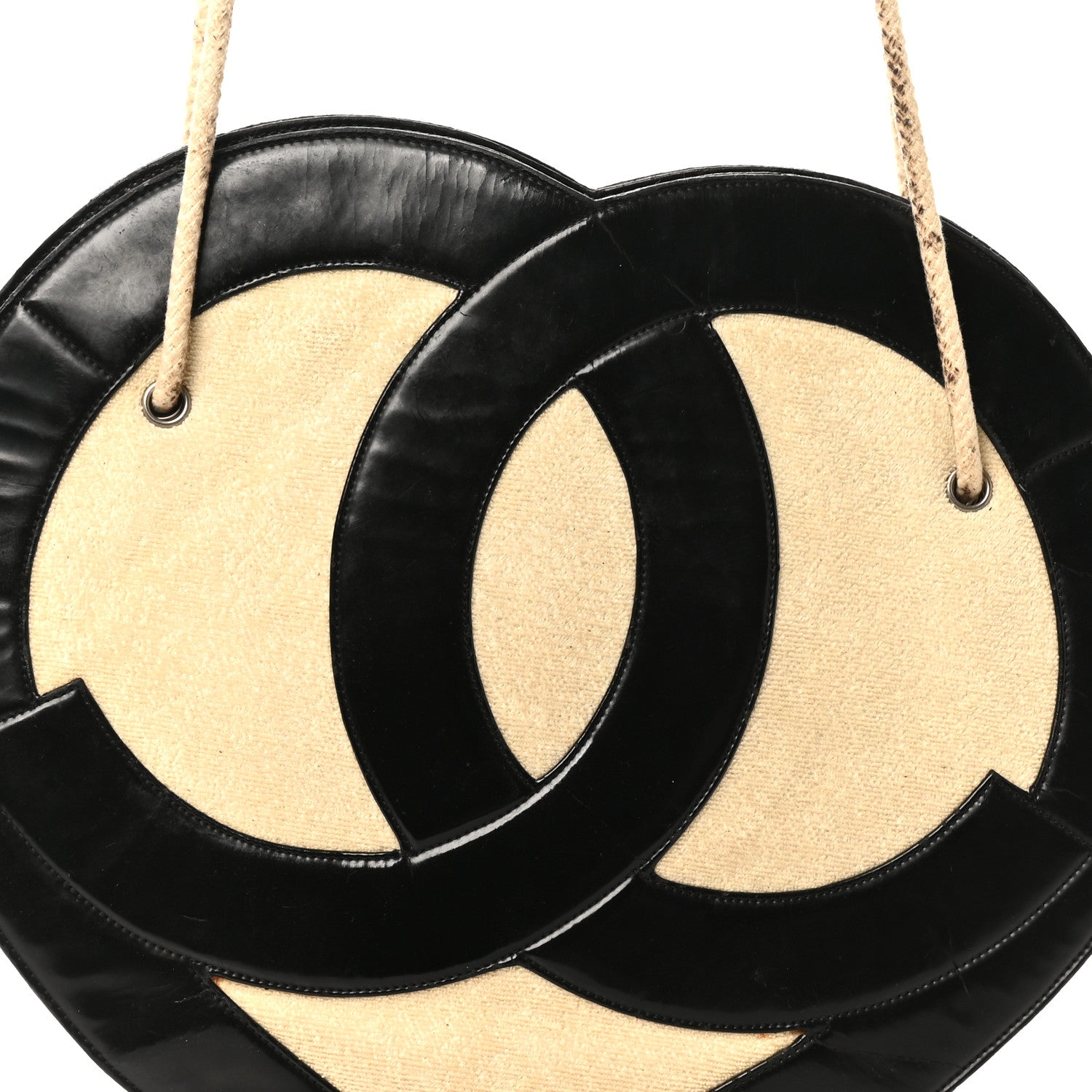 Chanel Patent Terry Cloth CC Heart Shoulder Bag Black 1825333