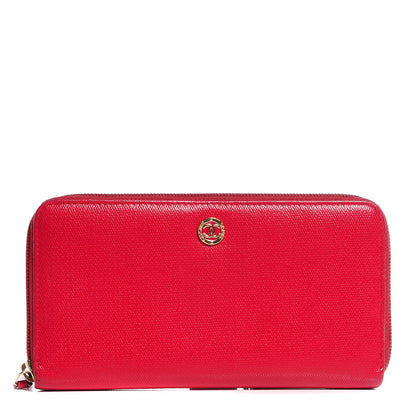 Chanel Textured Calfskin Zip Around Wallet Red 1 of 9