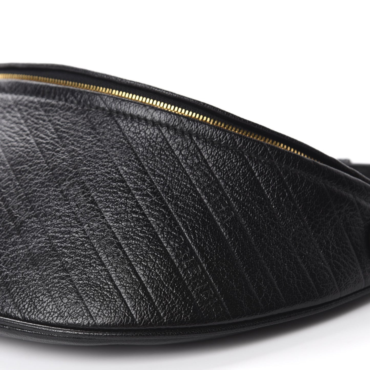 Shiny Goatskin Allover Logo Embossed XS Souvenir Belt Bag Black