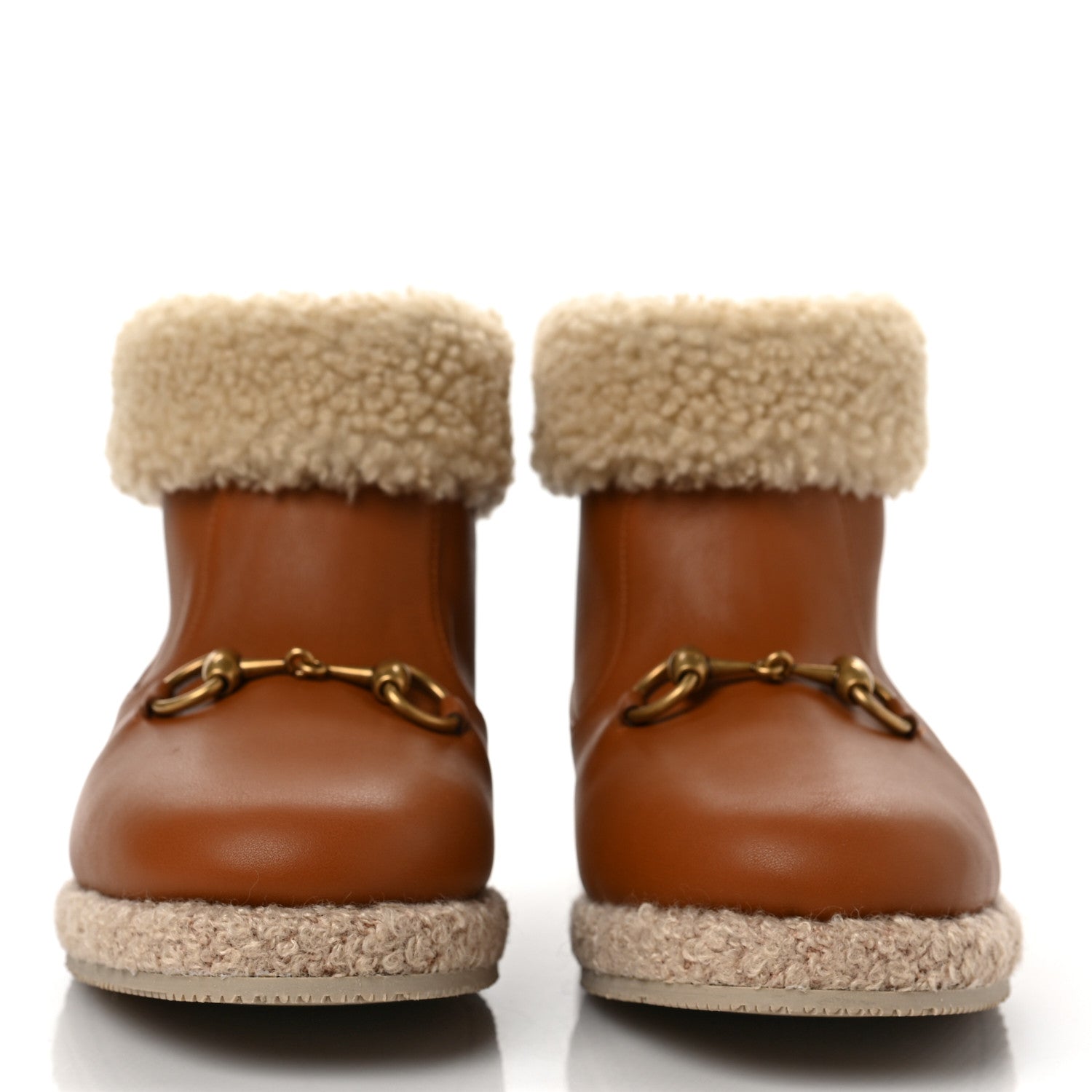Gucci Calfskin Wool Womens Fria Horsebit Ankle Boots 38 New Caramel Butterscotch 2 of 8