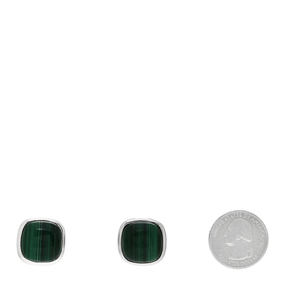 Tiffany Sterling Silver Malachite Square Earrings 2 of 4