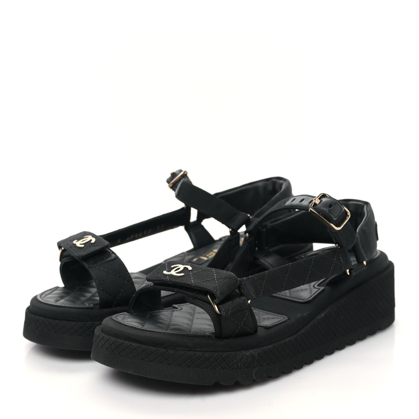 Grosgrain CC Platform Sandals 37 Black