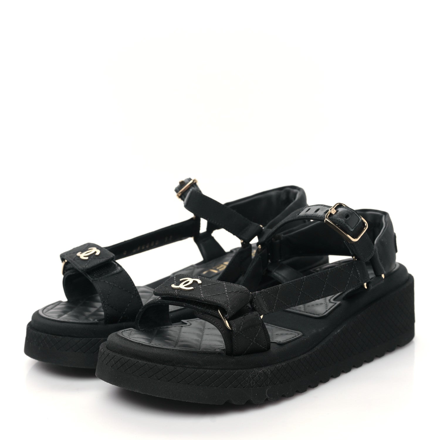 Chanel Grosgrain CC Platform Sandals 37 Black 3 of 9