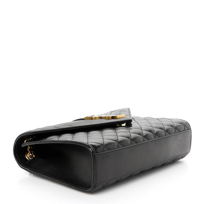 Saint Laurent Lambskin Mixed Matelasse Triquilt Medium Monogram Satchel Black 4 of 11