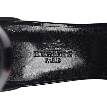 Hermes Patent Calfskin Madison 90 Sandals 37.5 Black 5 of 10