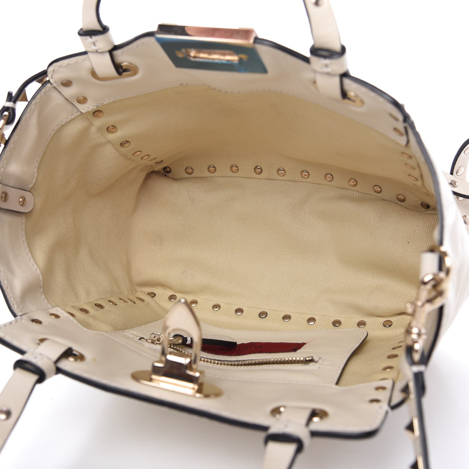 Valentino Garavani Vitello Mini Rockstud Tote Ivory 5 of 9