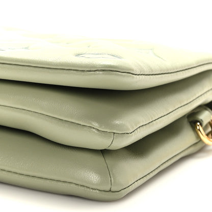 Louis Vuitton Lambskin Embossed Monogram Pochette Coussin Green 9 of 10