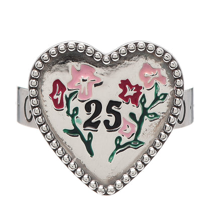 Gucci Sterling Silver Heart 25 Ring 61 9.5 1 of 7