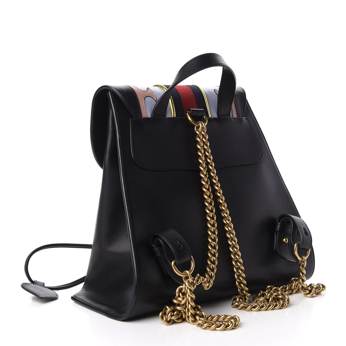 Calfskin Web GG Marmont Flap Chain Backpack Black