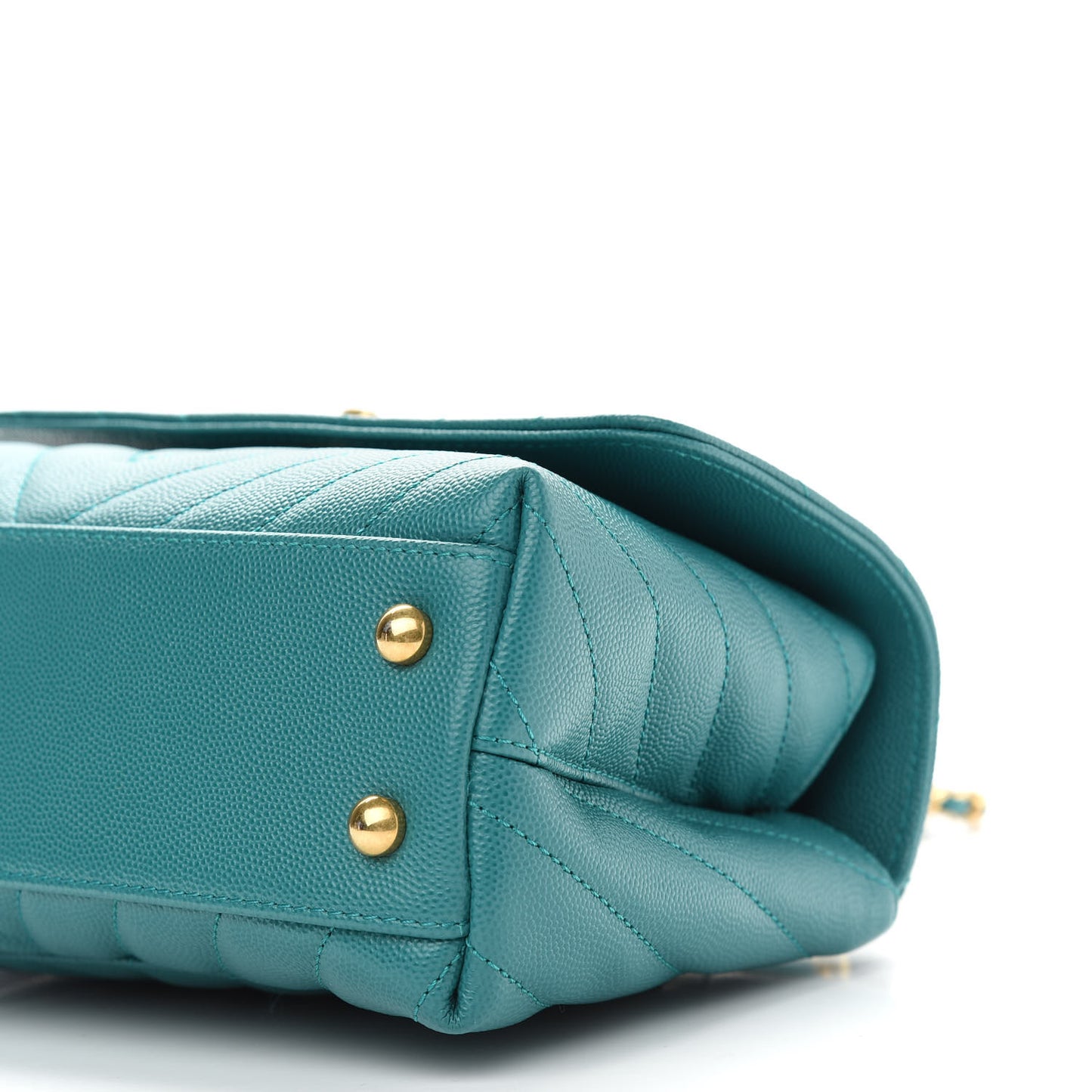 Caviar Lizard Embossed Chevron Quilted Mini Coco Handle Flap Green