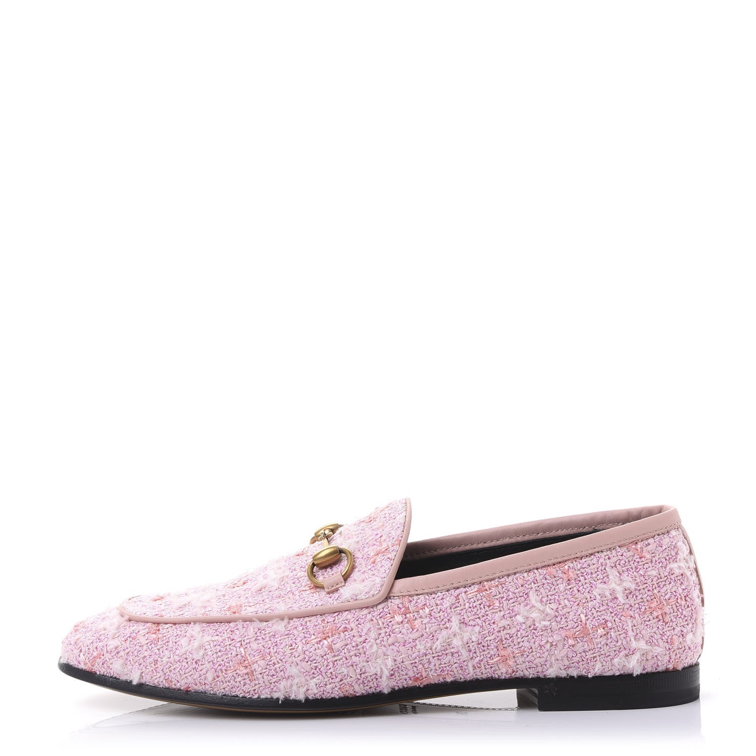 Gucci Wool Tweed Horsebit Womens Jordaan Loafers 36 Pink White Perfect Pink 1 of 9