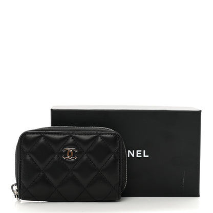 Chanel Lambskin Quilted Zip Coin Purse Black 8 of 8