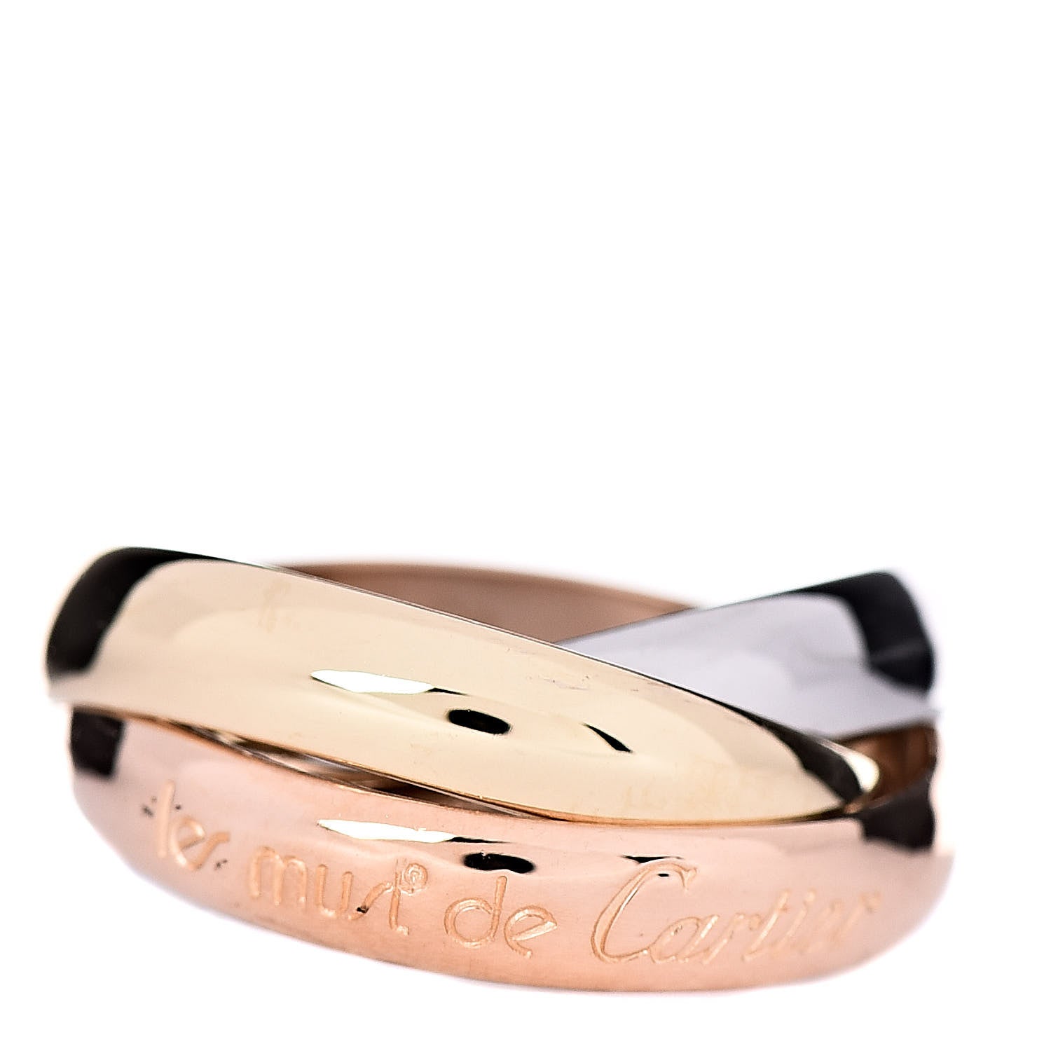 Cartier 18K Pink Yellow White Gold Classic Les Must De Trinity Ring 48 4.5 1 of 4