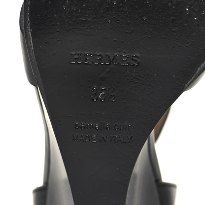 Hermes Calfskin Legend Wedge Sandals 35.5 Black 6 of 9