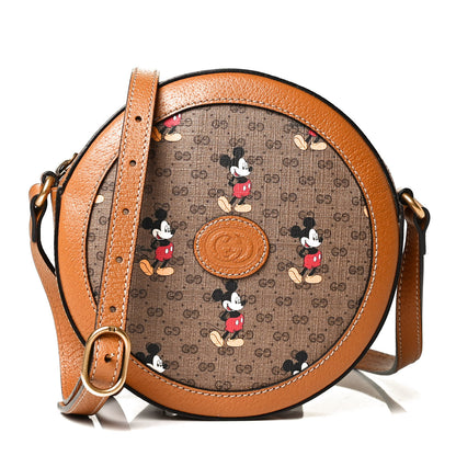 Gucci X DISNEY Mini Vintage GG Supreme Monogram Mickey Mouse Round Shoulder Bag Beige Vintage Sun Oil 1 of 11